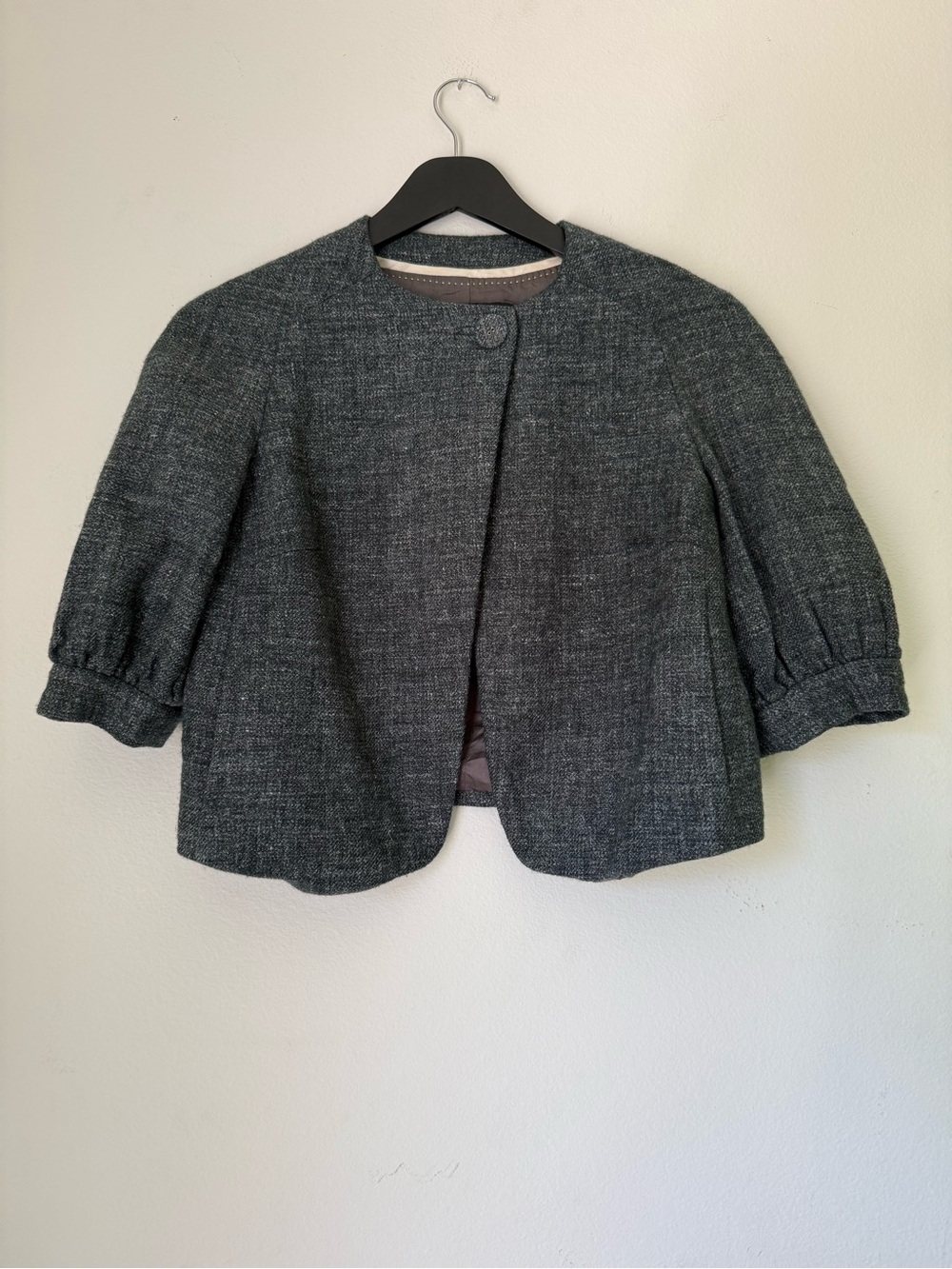 Banana Republic Wool Hemp Cropped Shrug Jacket Bolero Size 2 Grey